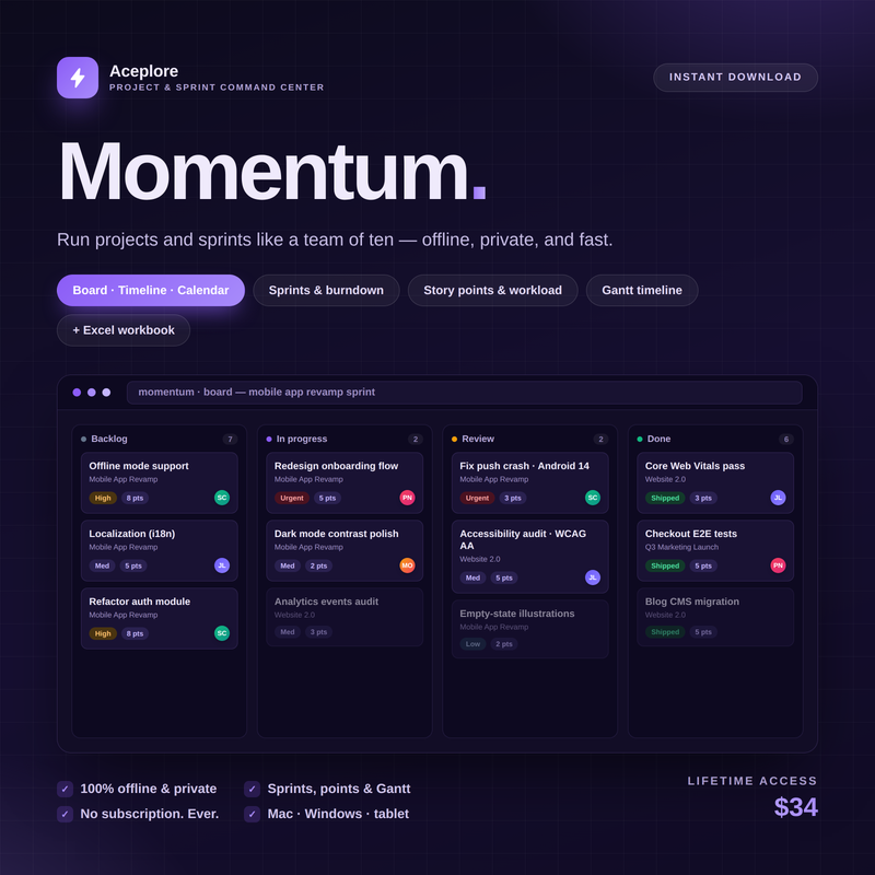 Momentum — Project & Sprint Command Center
