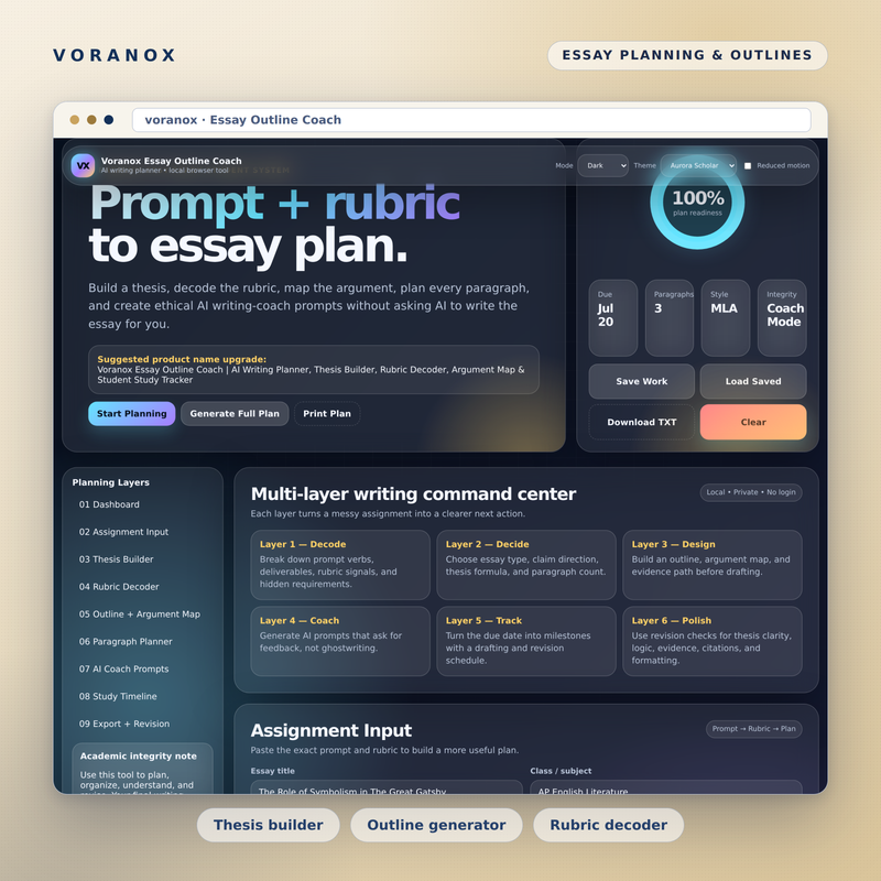 Voranox Essay Outline Coach cover