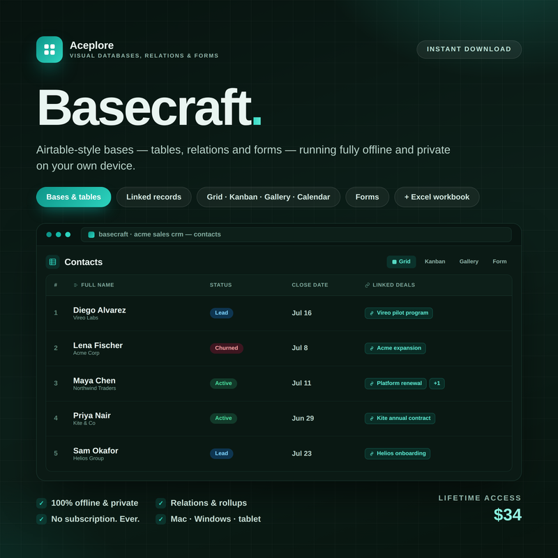 Basecraft — Visual Databases, Relations & Forms