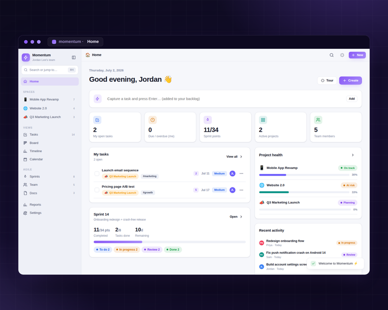 Momentum dashboard