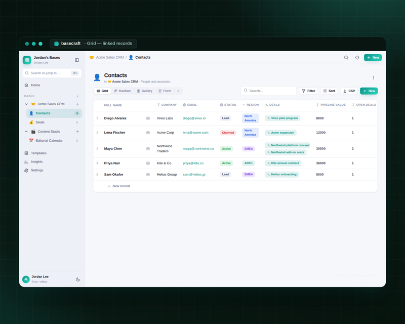 Grid with linked records