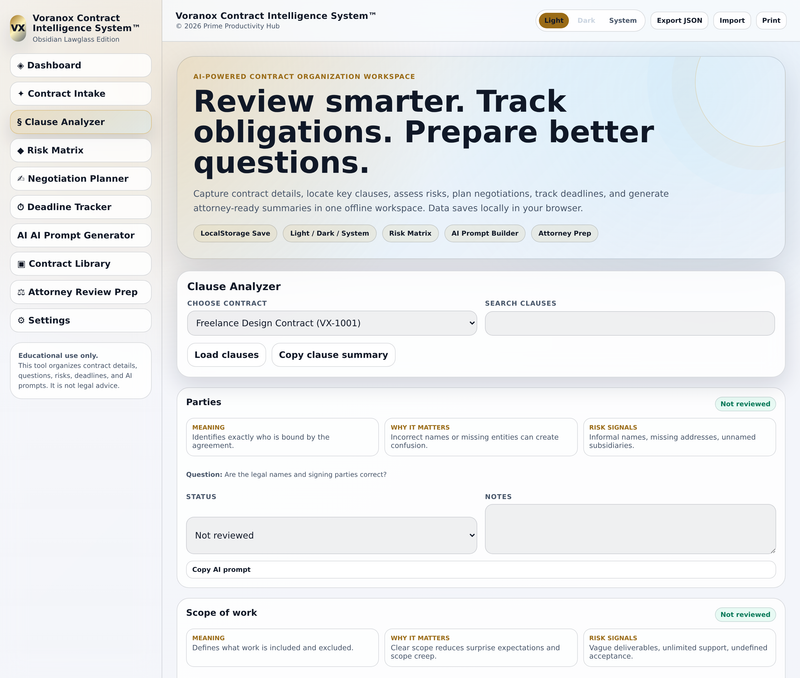 Clause analyzer view
