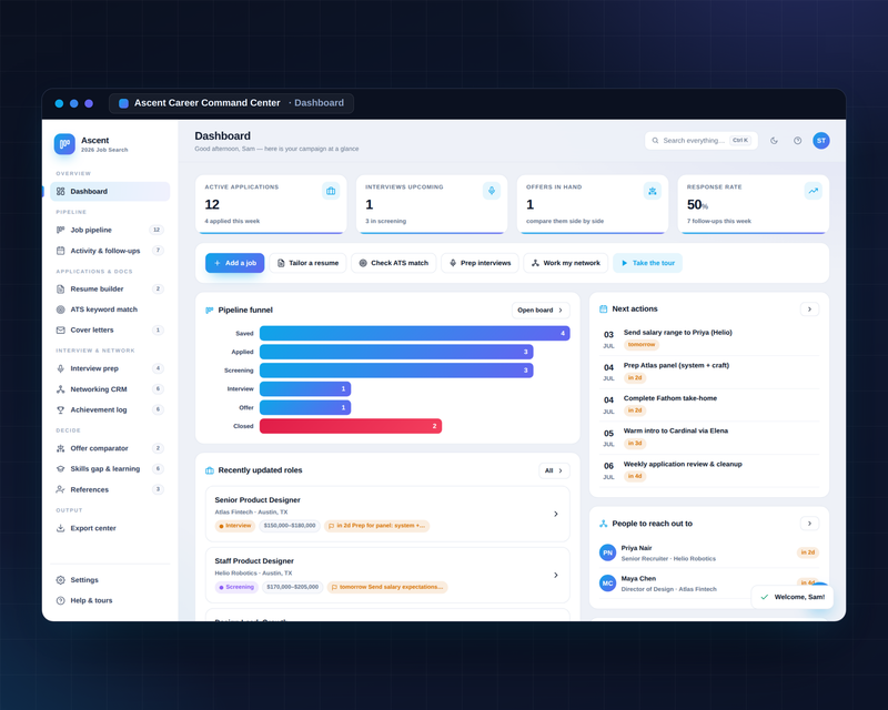 Ascent dashboard
