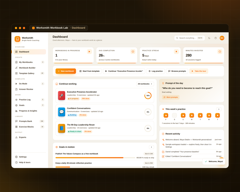 Worksmith dashboard