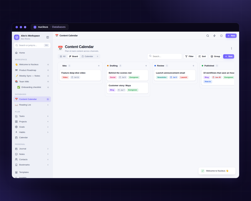 Databases with board view