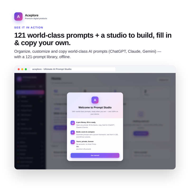 Ultimate AI Prompt Studio — premium dashboard