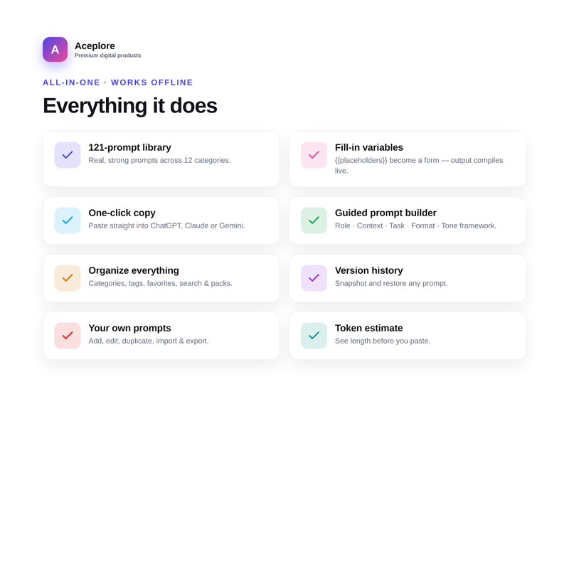 Ultimate AI Prompt Studio features