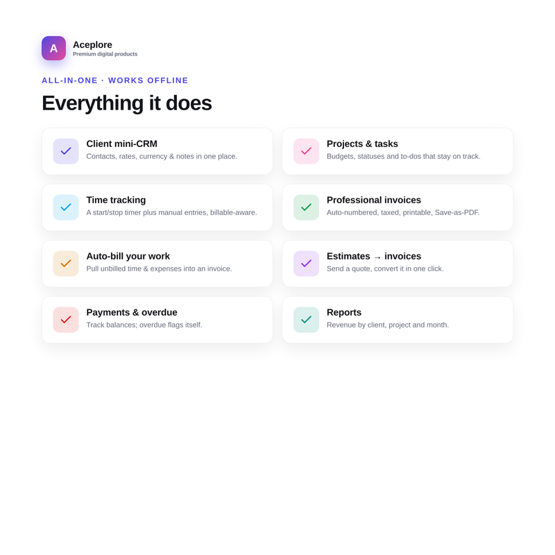 Ultimate Freelance & Invoice Manager features