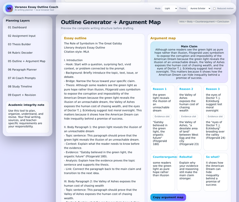 Outline Generator and Argument Map