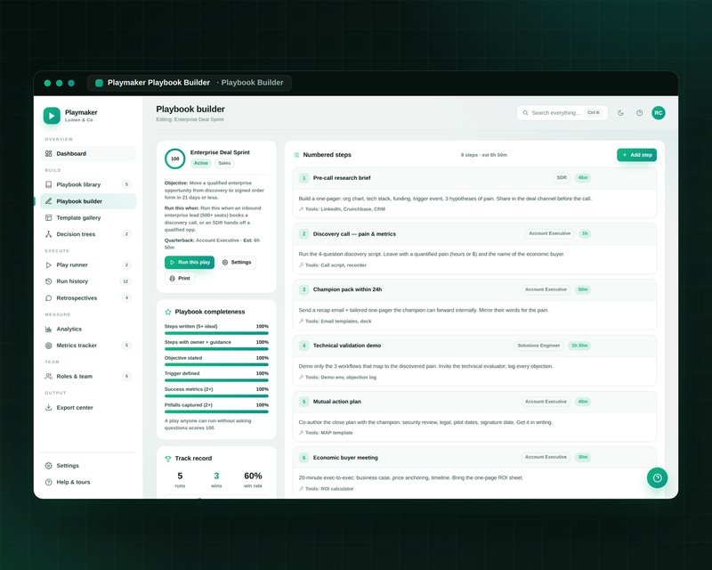 Playbook builder