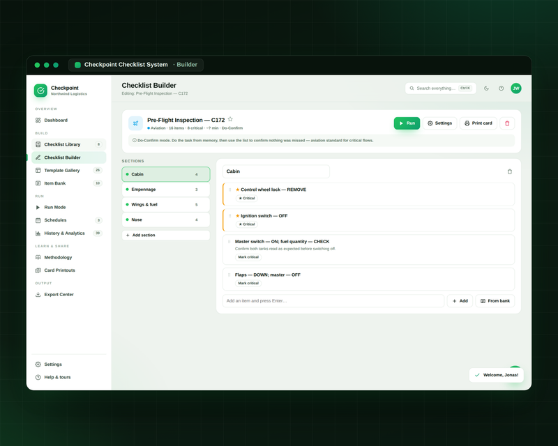 Checklist builder