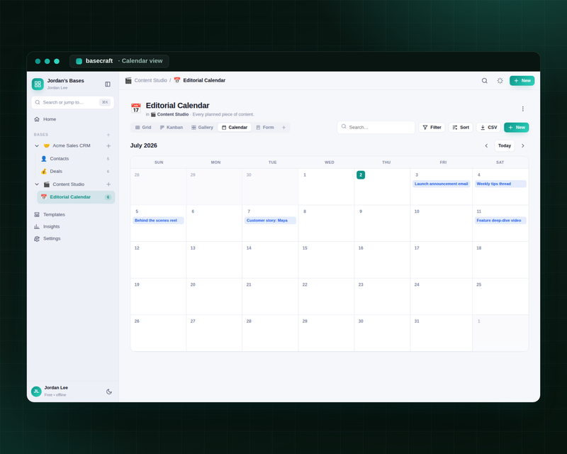 Calendar view