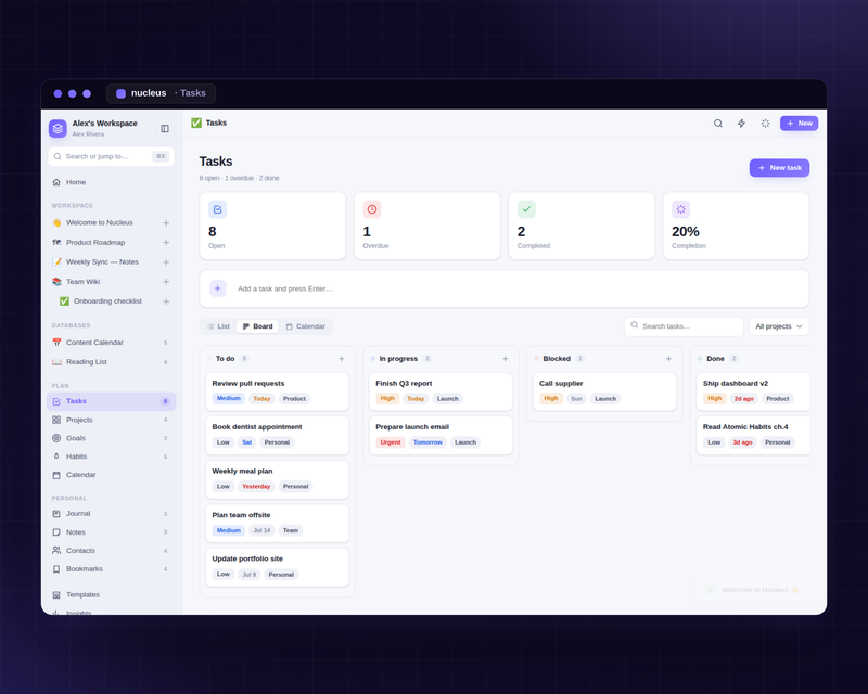 Tasks board