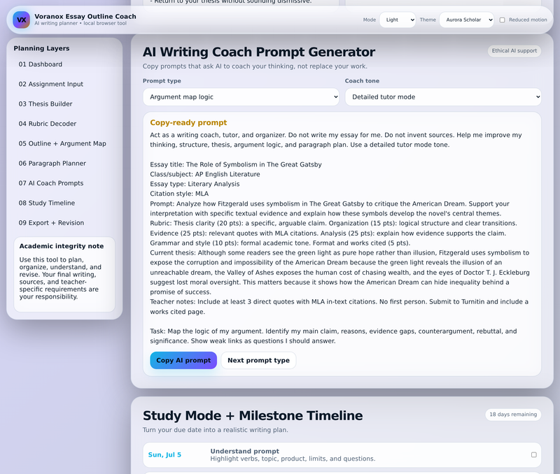 Ethical AI Writing Coach prompt studio