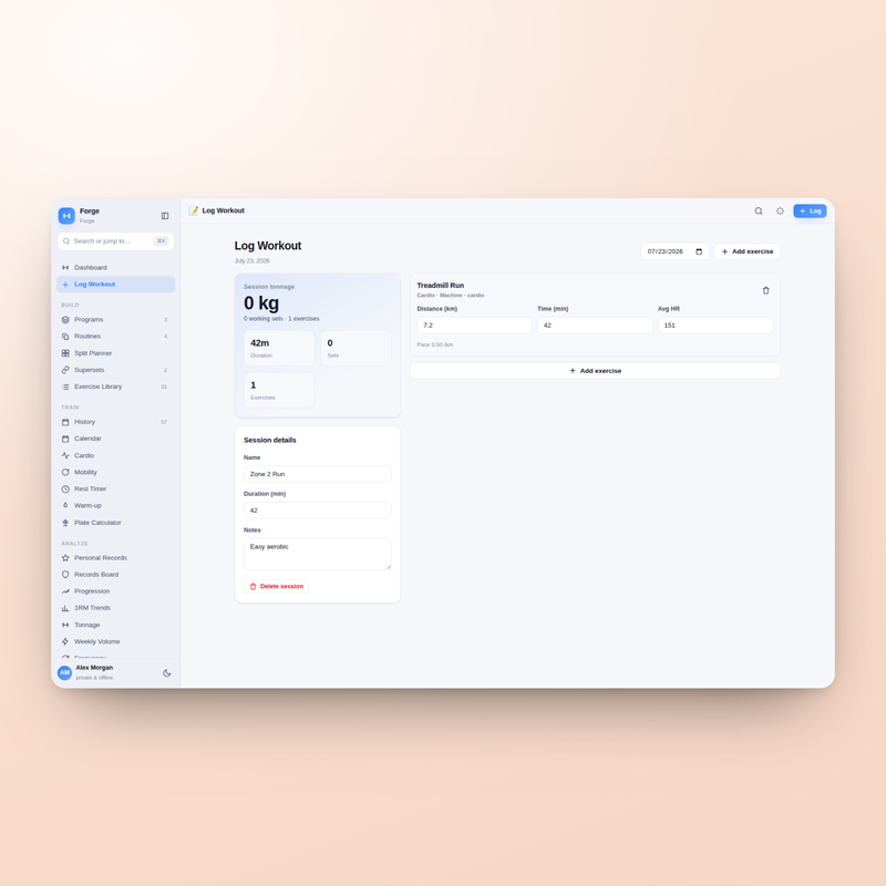 Forge — Workout Log