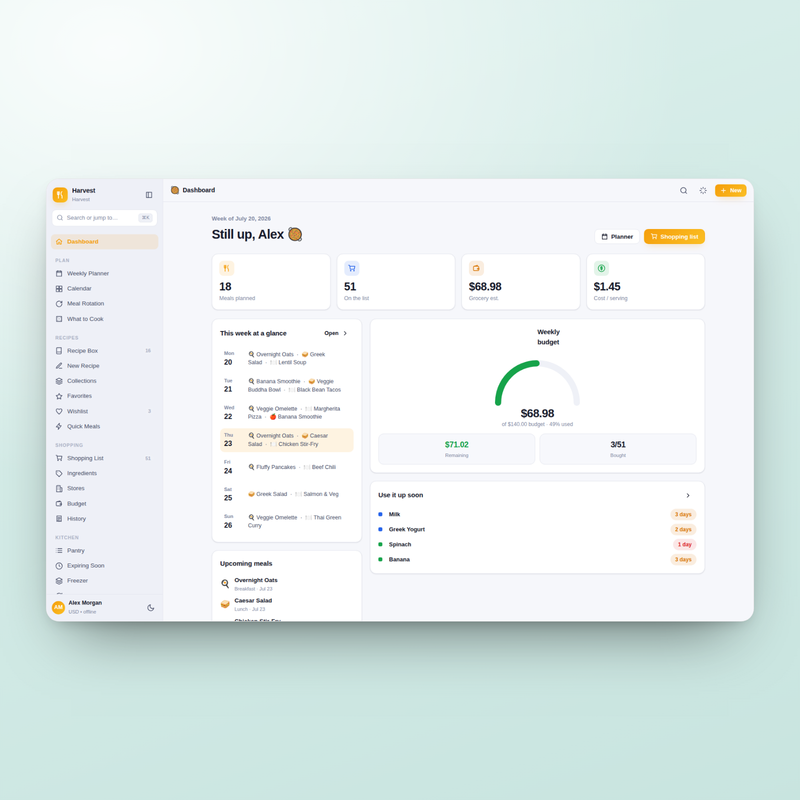Harvest — Dashboard