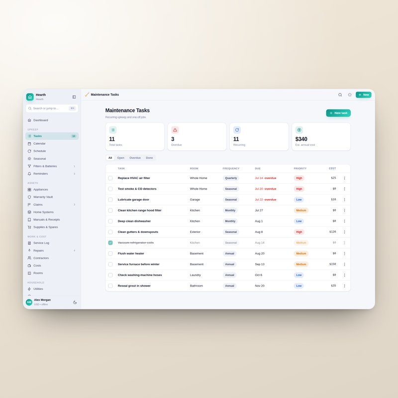 Hearth — Maintenance Tasks