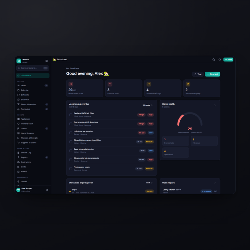 Hearth — Dashboard Dark