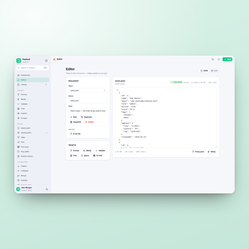 Payload — Editor