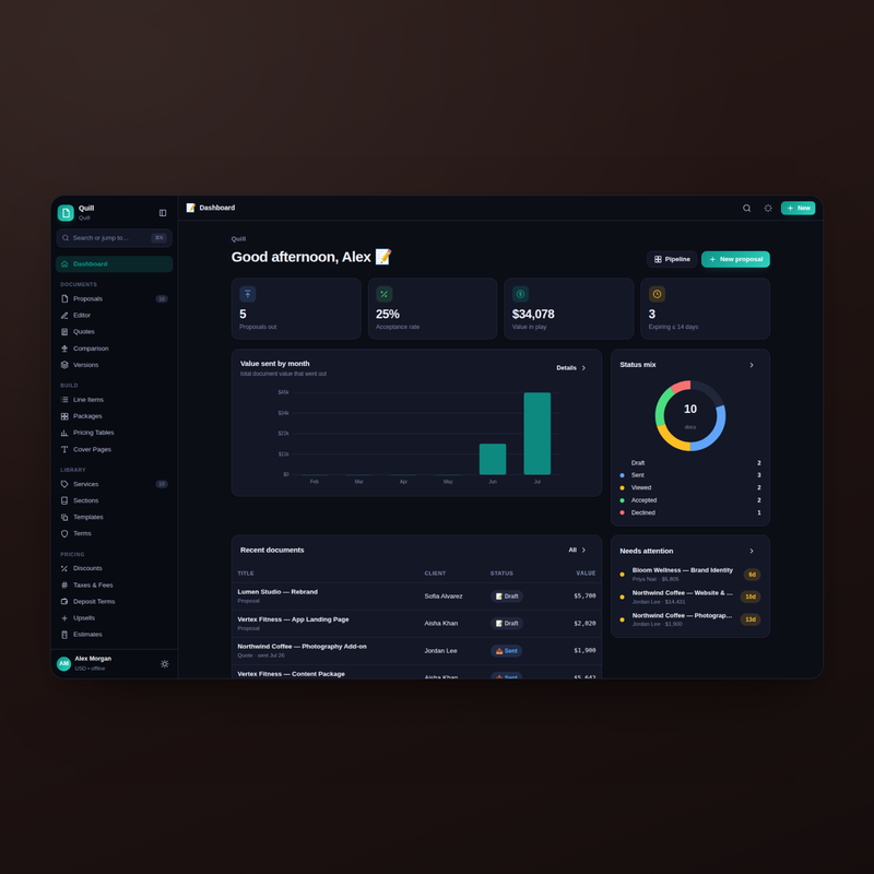 Quill — Dashboard Dark