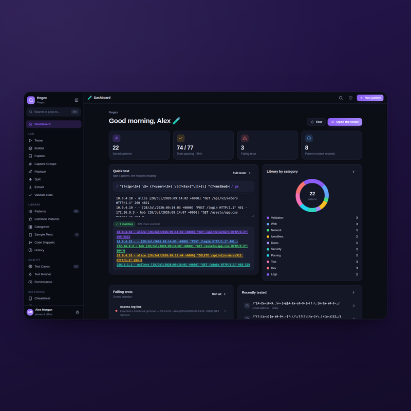 Regex — Dashboard Dark