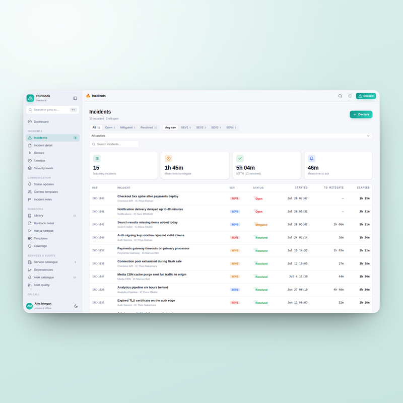 Runbook — Incidents