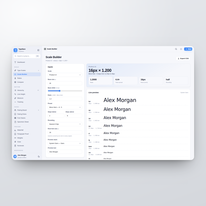 Typeface — Scale Builder