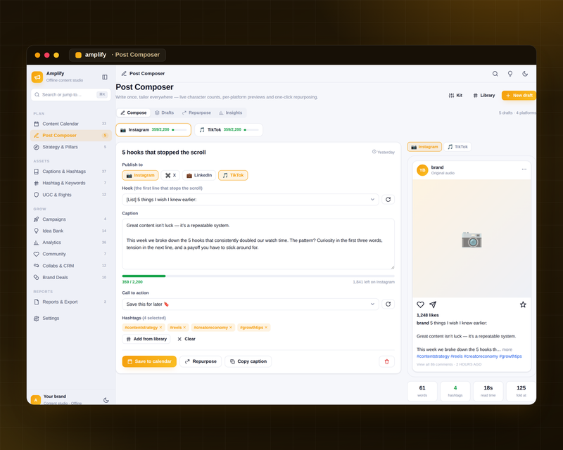 Amplify — Social Media — Post Composer