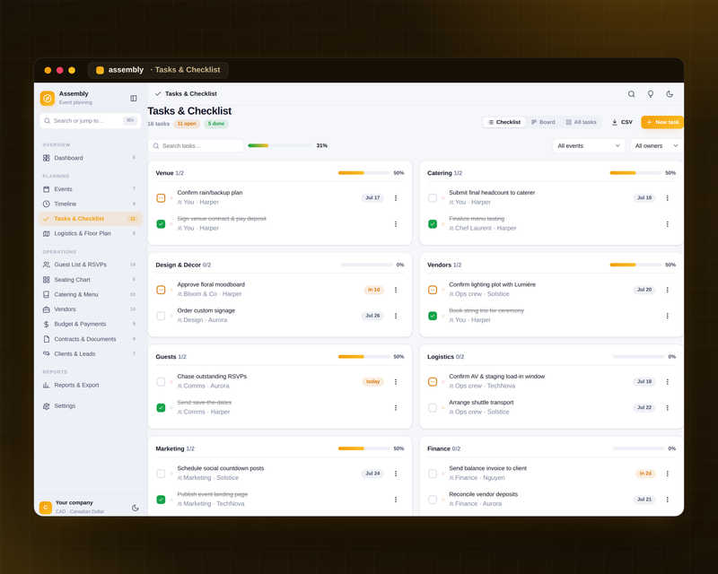 Assembly — Tasks Checklist