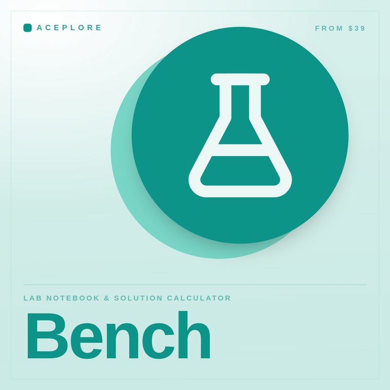 Bench — Lab Notebook & Solution Calculator, an offline browser-based tool by Aceplore