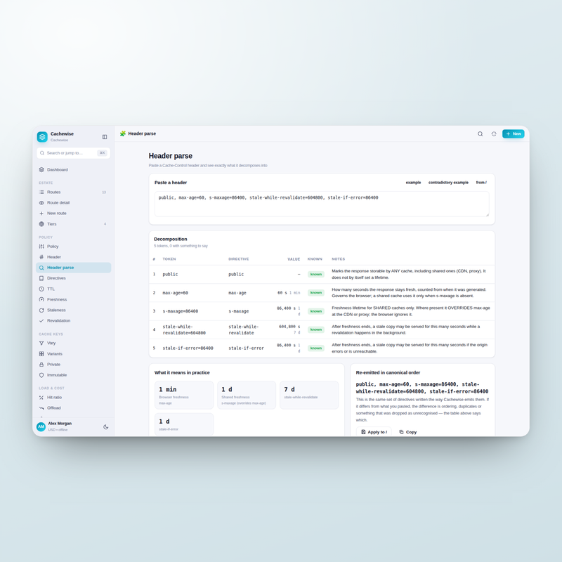 Cachewise — header parse