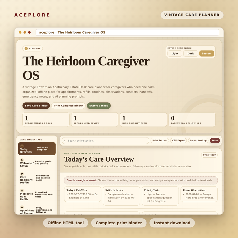 Heirloom Caregiver OS — product cover