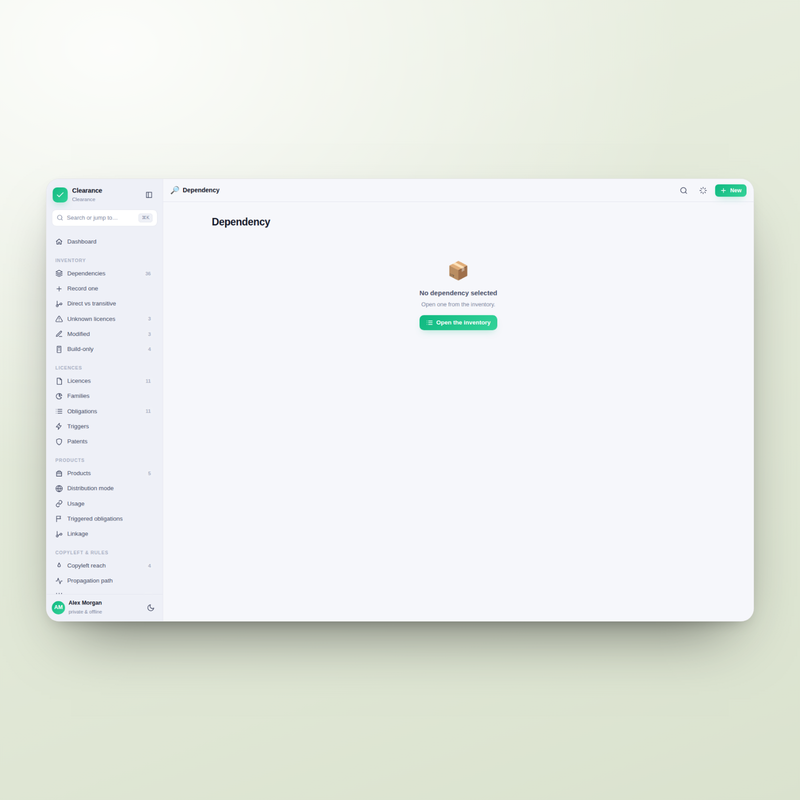 Clearance — dependency detail