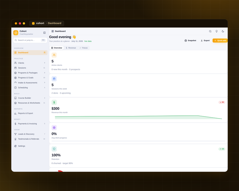 Cohort — Coaching Hub — Dashboard