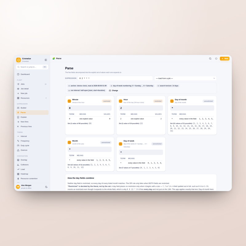Cronwise — parse