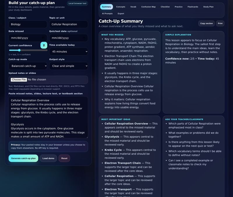 Layered catch-up summary