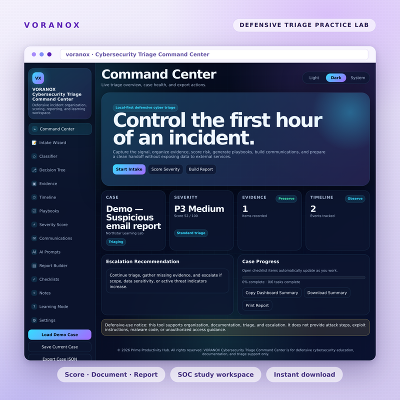 Cybersecurity Triage Command Center — product cover