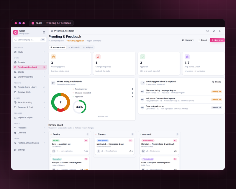 Easel — Design Studio — Proofing Feedback