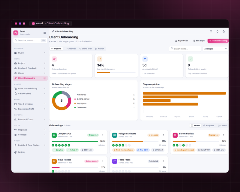 Easel — Design Studio — Client Onboarding