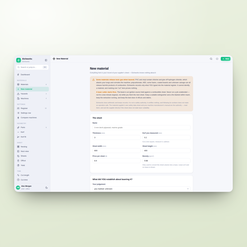 Etchworks — new material