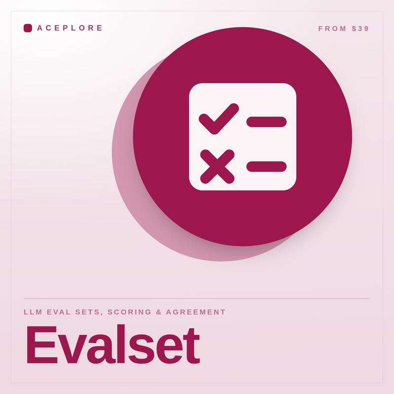 Evalset — LLM eval sets, scoring and agreement, cover