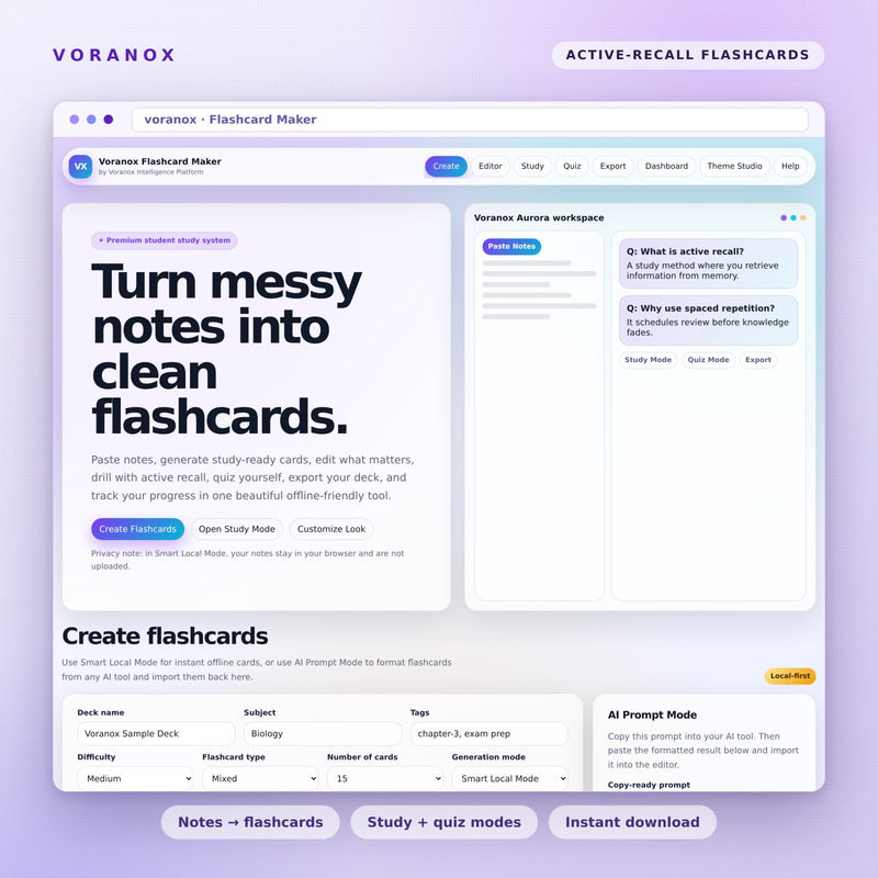 Voranox Flashcard Maker — product cover