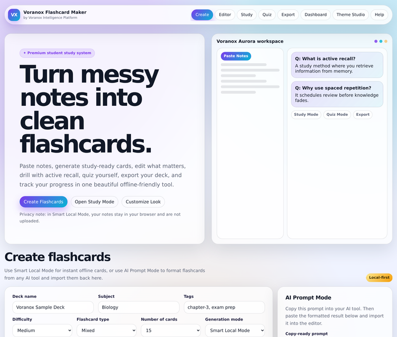 Overview: turn messy notes into clean flashcards