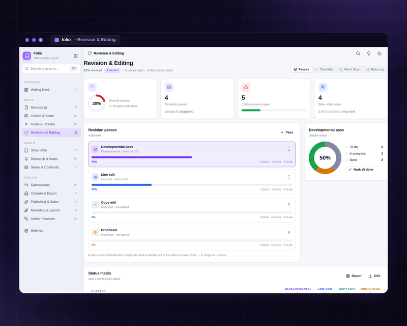 Folio — Author Studio — Revision Editing