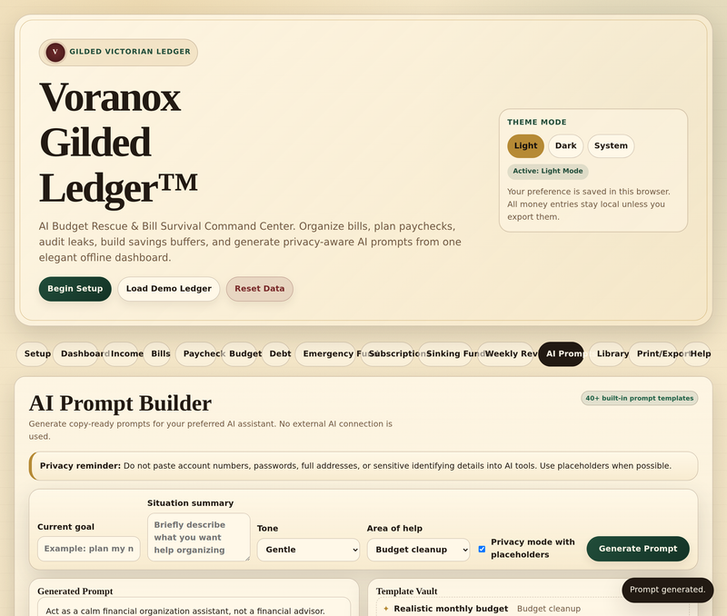 Privacy-aware AI prompt builder