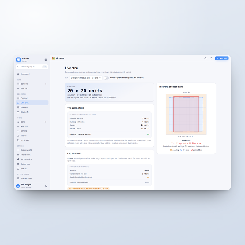 Iconset — live area