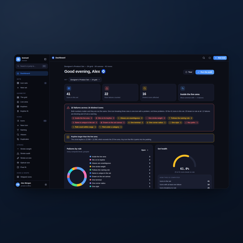 Iconset — dashboard dark