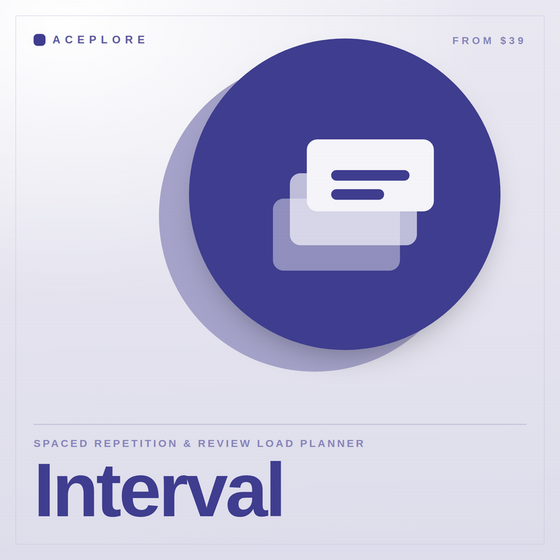Interval — spaced repetition and review load planner, cover