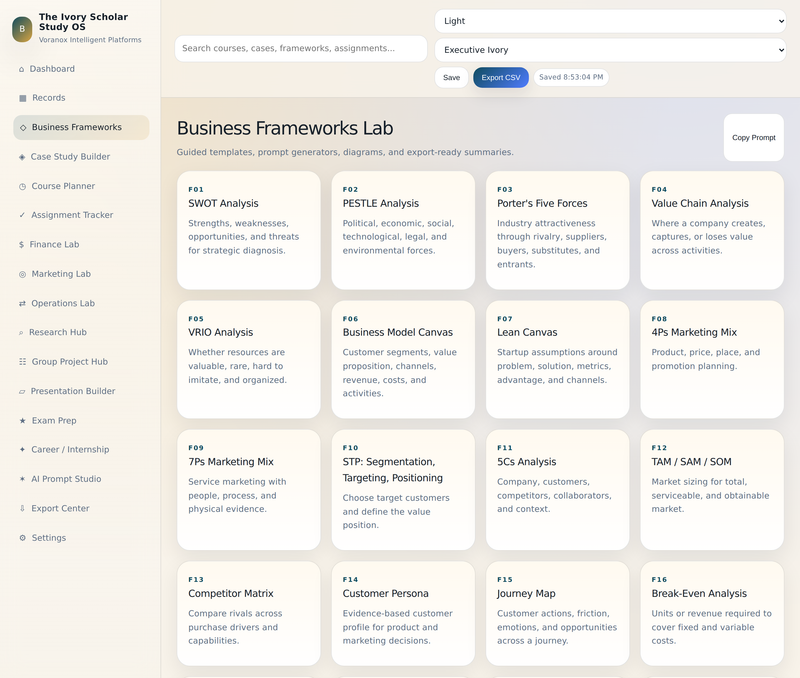 Business frameworks