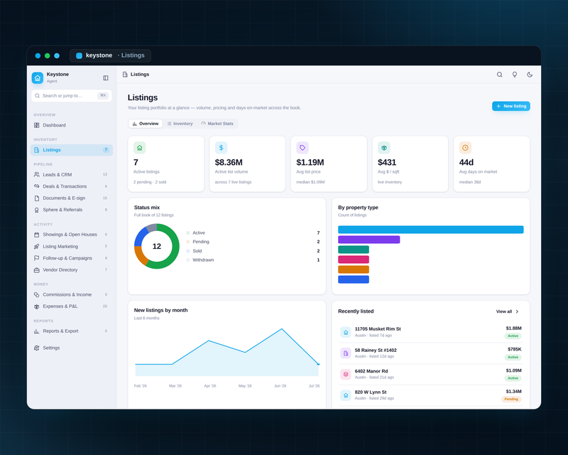 Keystone — Real Estate CRM — Listings
